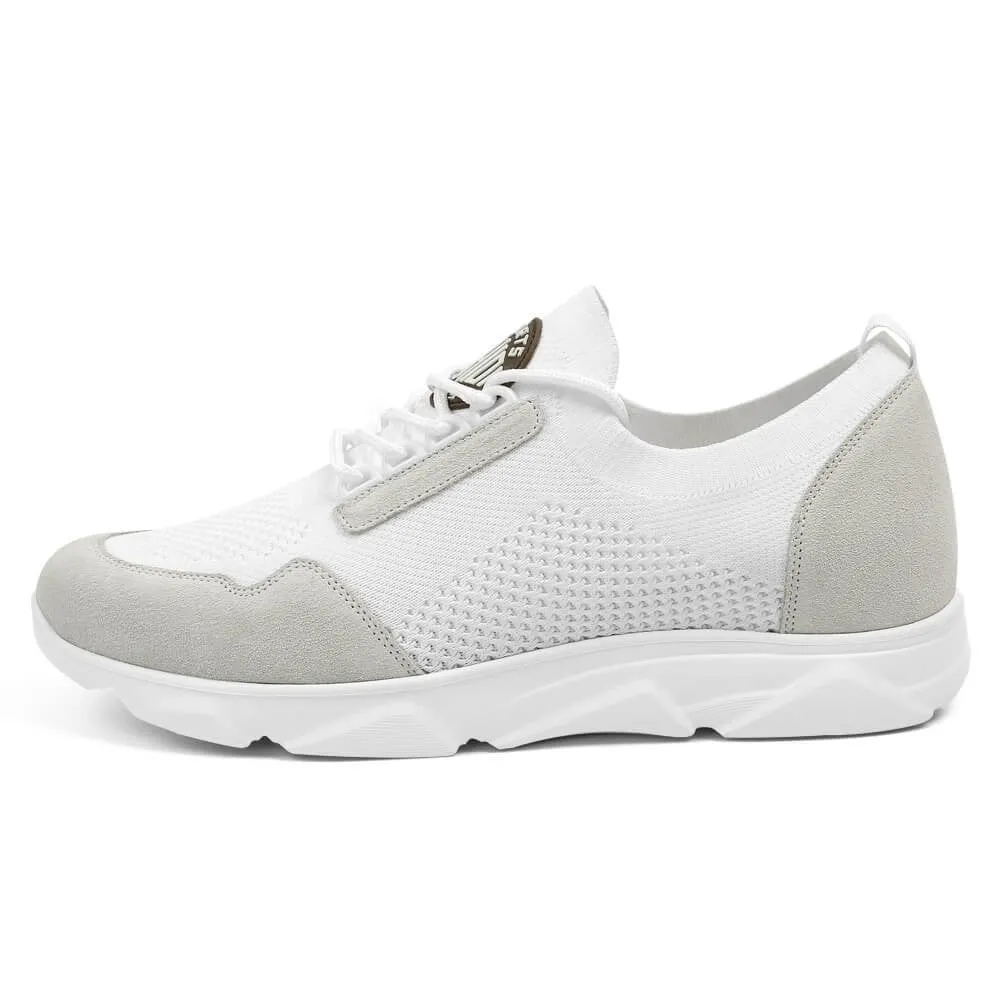 6 CM/2.36 Inches CMR CHAMARIPA Elevator Sneakers for Men -White Knit Design