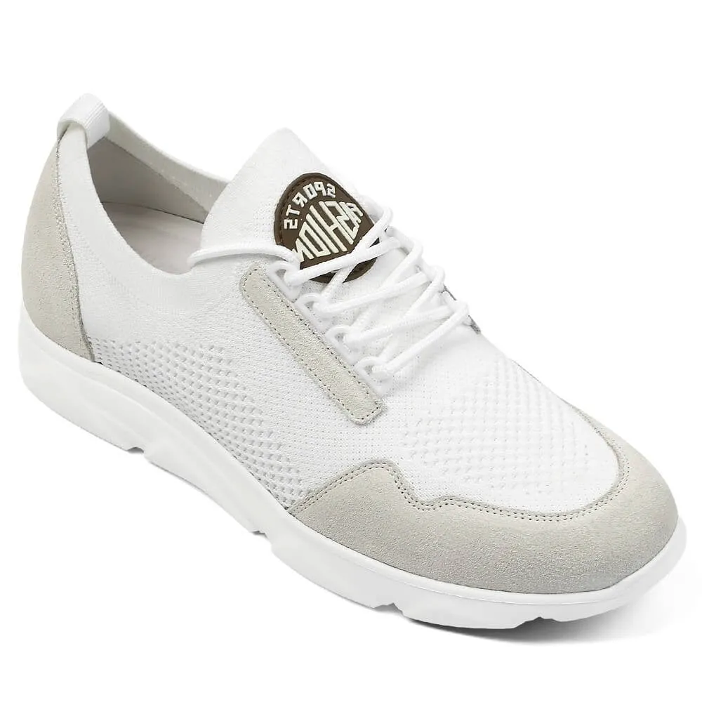 6 CM/2.36 Inches CMR CHAMARIPA Elevator Sneakers for Men -White Knit Design