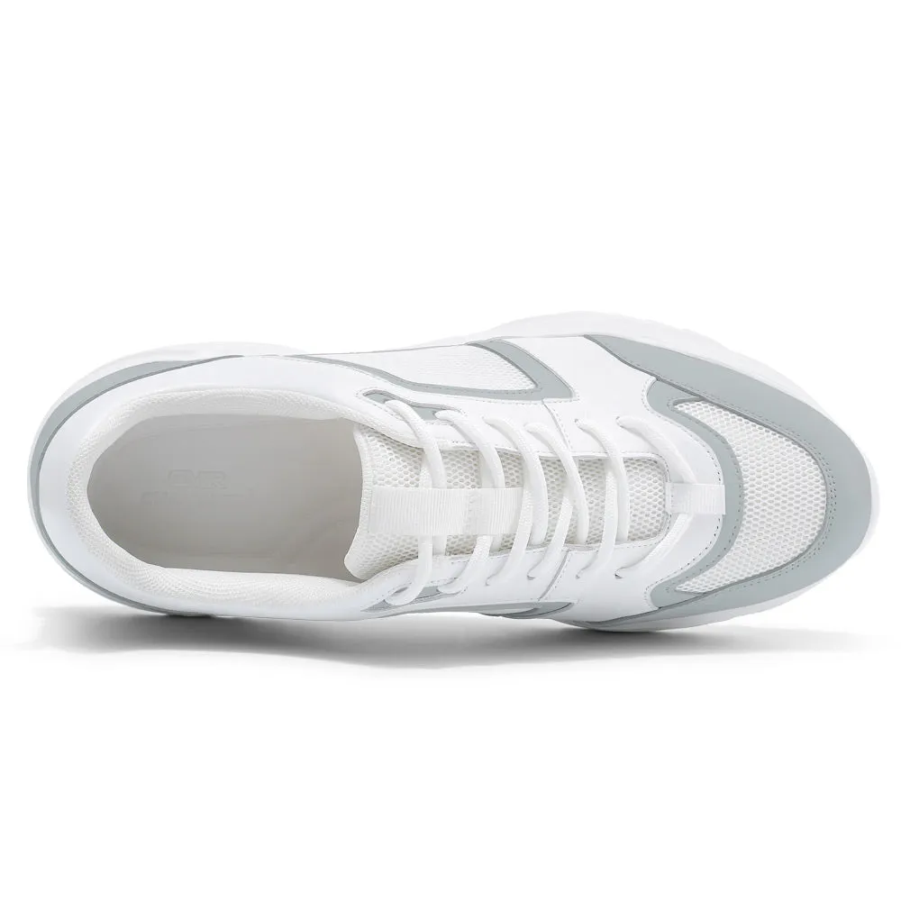 8 CM/3.15 Inches CMR CHAMARIPA Custom Elevator Sneakers - Men's White Casual Shoes