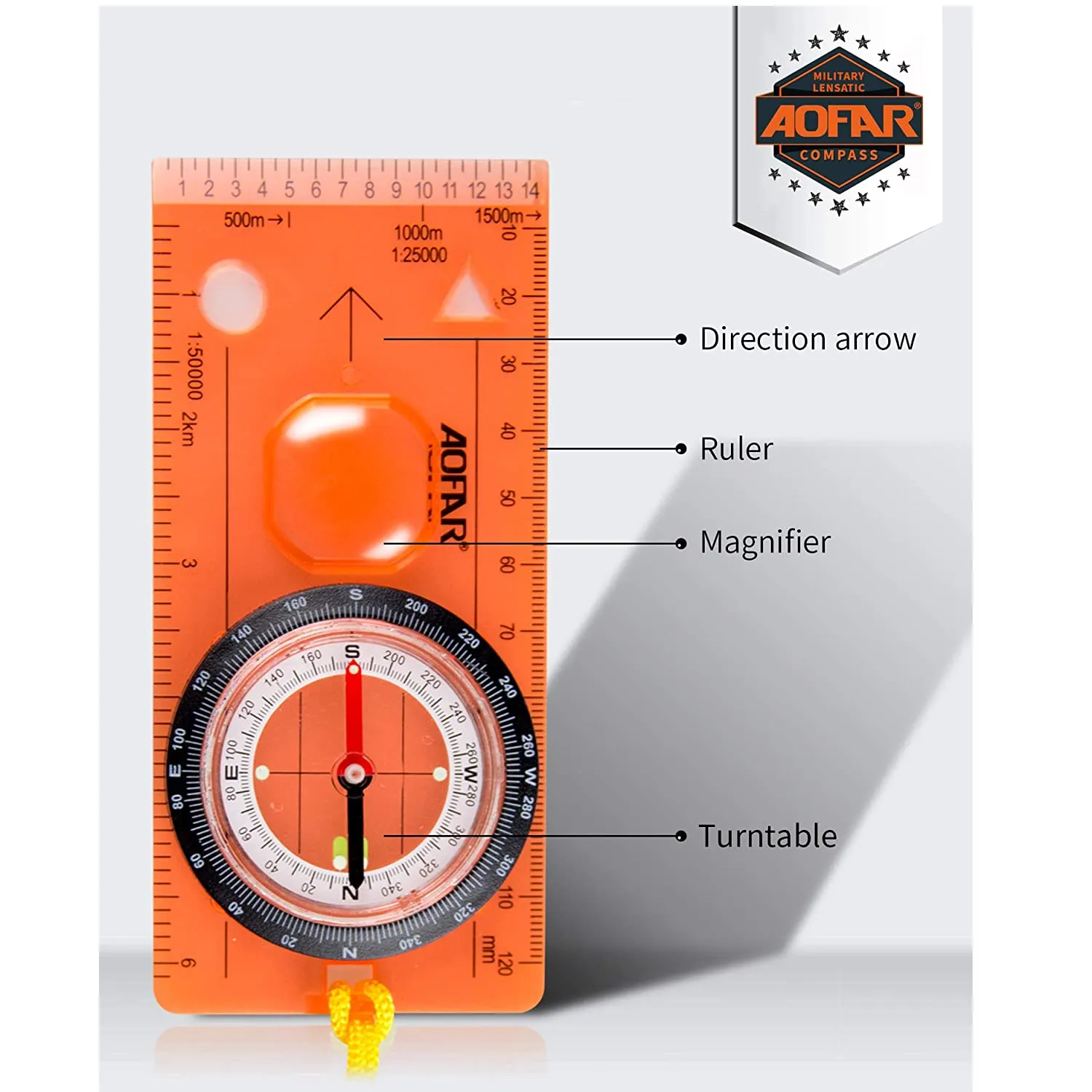 AOFAR Orienteering Compass | Boy Scout Compass for Kids Professional