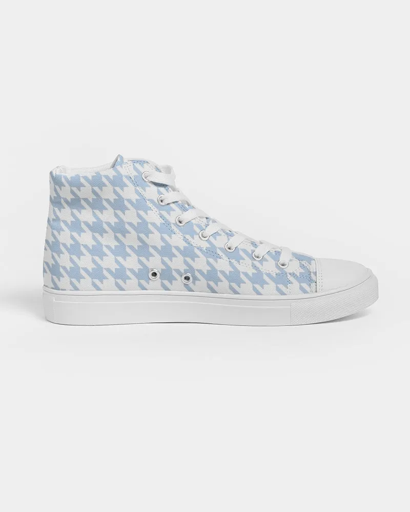 Baby Blue Large Houndstooth Men's Hightop Canvas Shoe