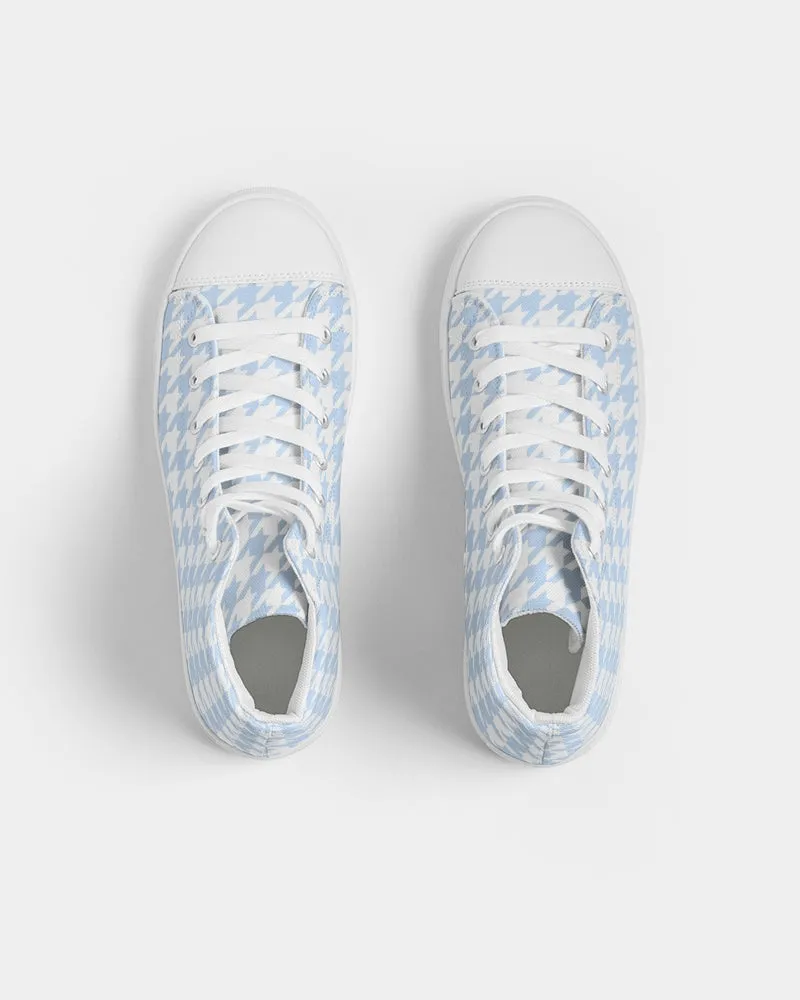 Baby Blue Large Houndstooth Men's Hightop Canvas Shoe