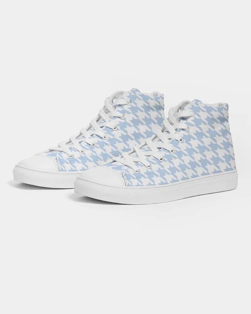 Baby Blue Large Houndstooth Men's Hightop Canvas Shoe