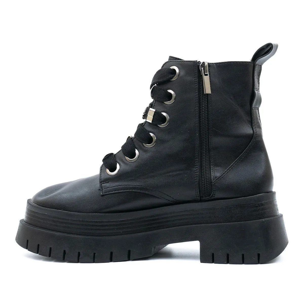 Bershka Roaming Crisscross Ankle Boots Leather Black Colour For Women