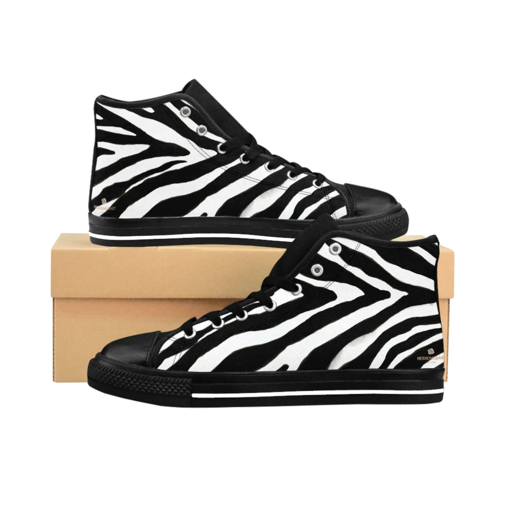 Best Zebra Women's Sneakers, Striped Animal Print Designer High-top Fashion Tennis Shoes