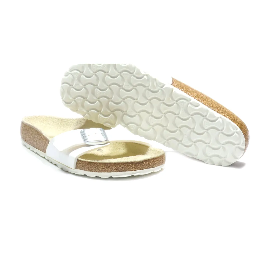 Birkenstock Madrid Flat Sandals Leather White Colour For Women