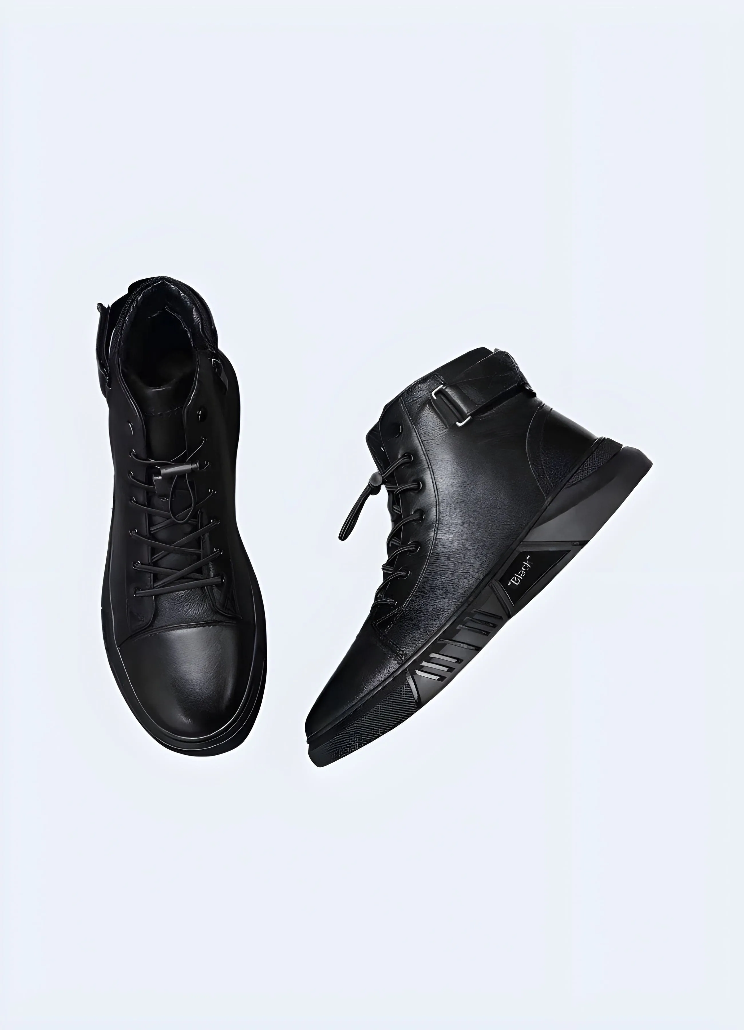 Black Leather High Top Sneakers