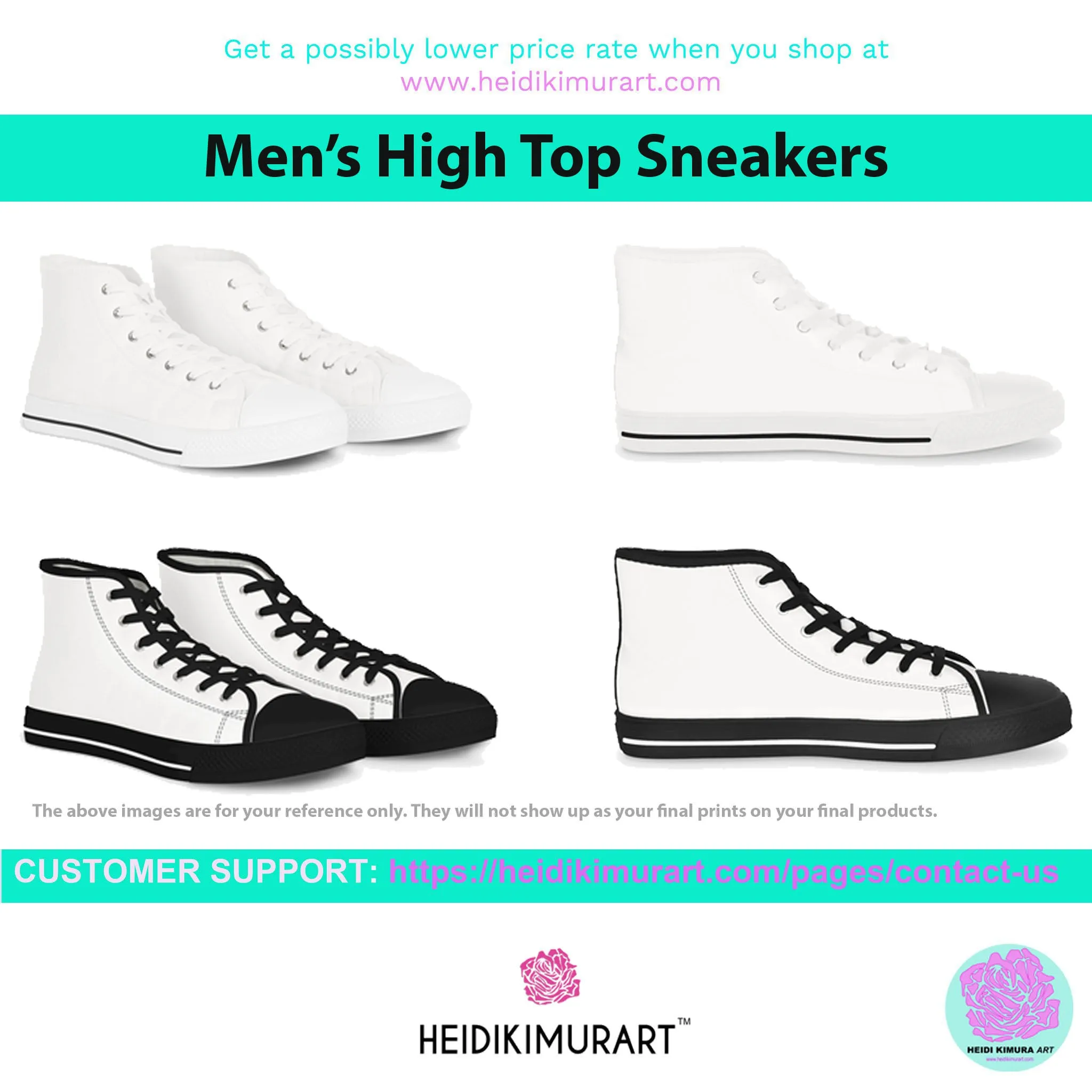 Black Solid Color Men's Sneakers, Best High Tops, Modern Minimalist Best Men's High Top Sneakers