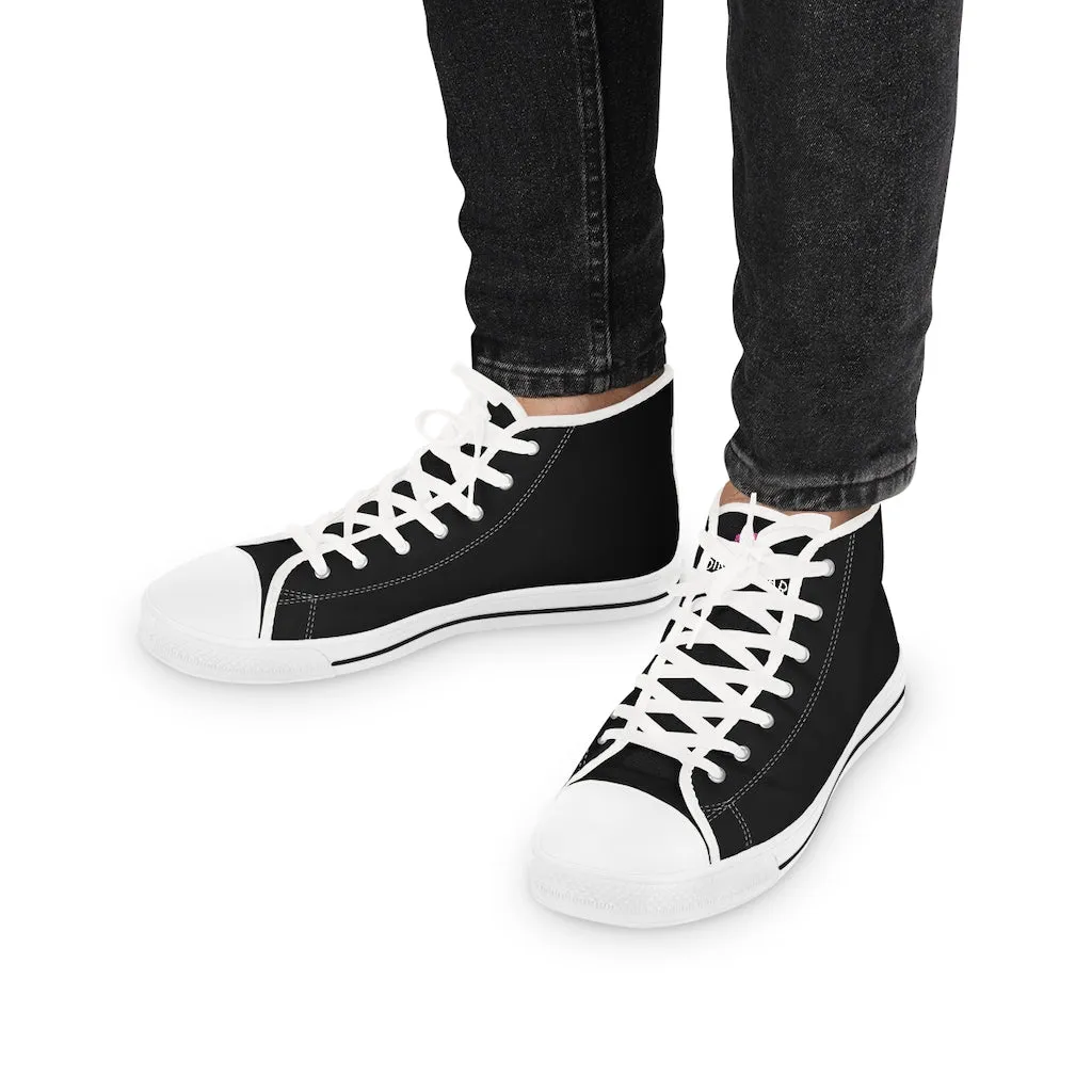 Black Solid Color Men's Sneakers, Best High Tops, Modern Minimalist Best Men's High Top Sneakers