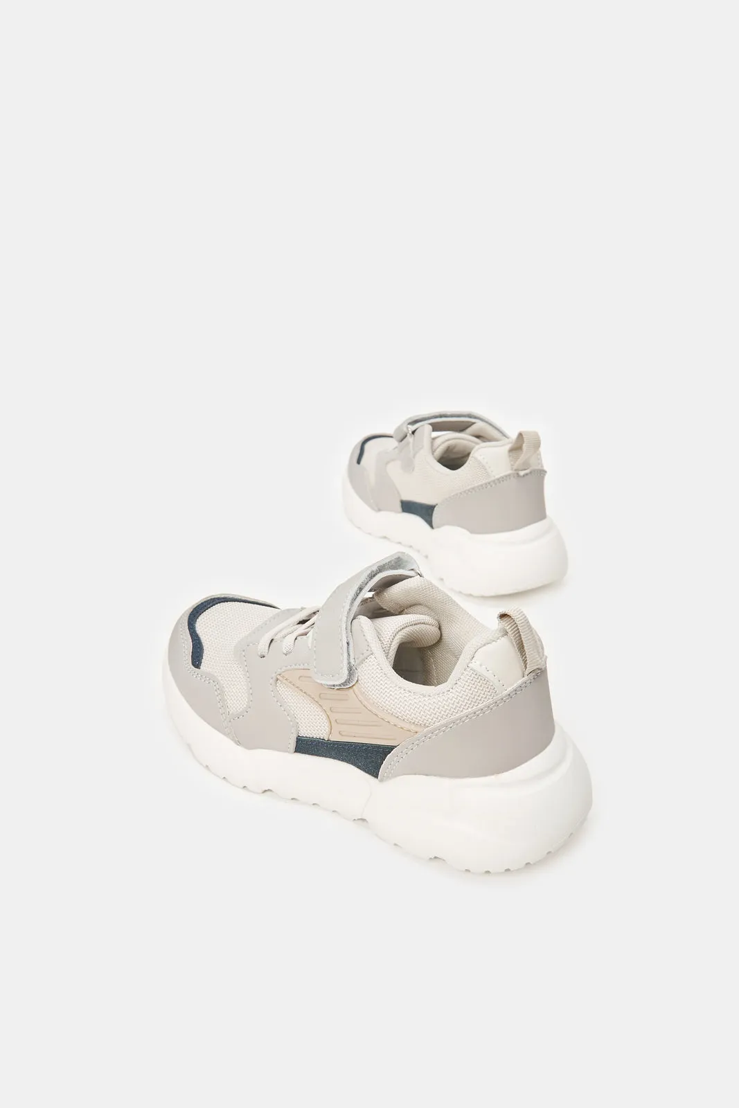 Boys Beige Color Block Chunky Sneakers