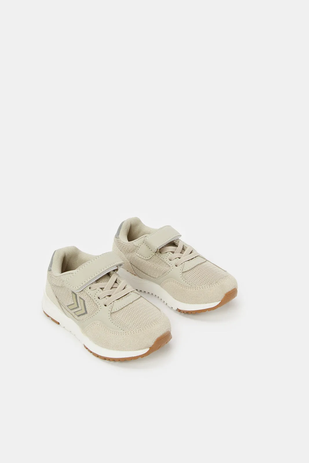 Boys Beige Material Block Sneaker