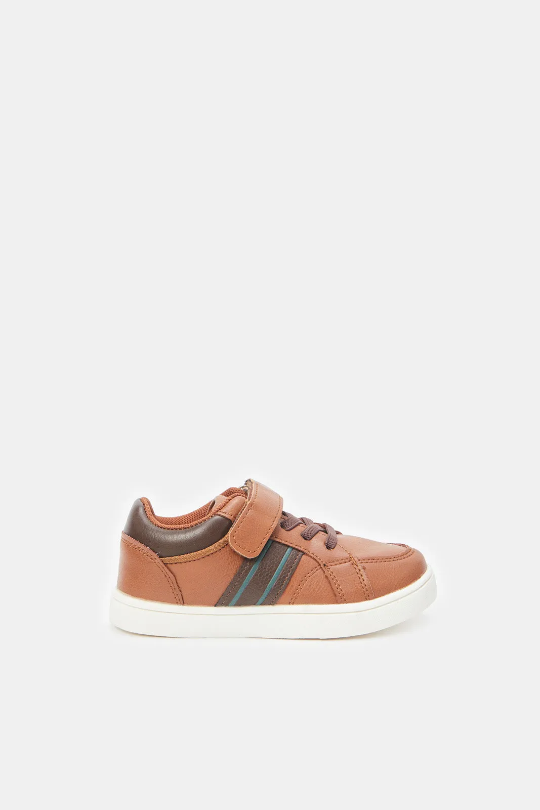 Boys Brown Material Block Sneaker