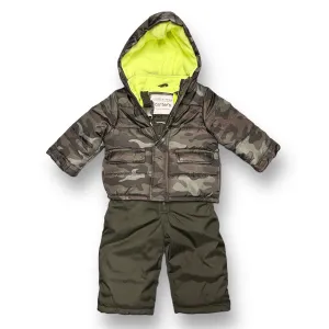 Boys Carter's Size 18 Months Green Camo Winter Coat & Bib Overall Snow Suit