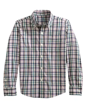 Boy's Charleston Master Plaid Sport Shirt- Forest Biome