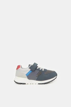 Boys Navy Fabric Block Sneakers