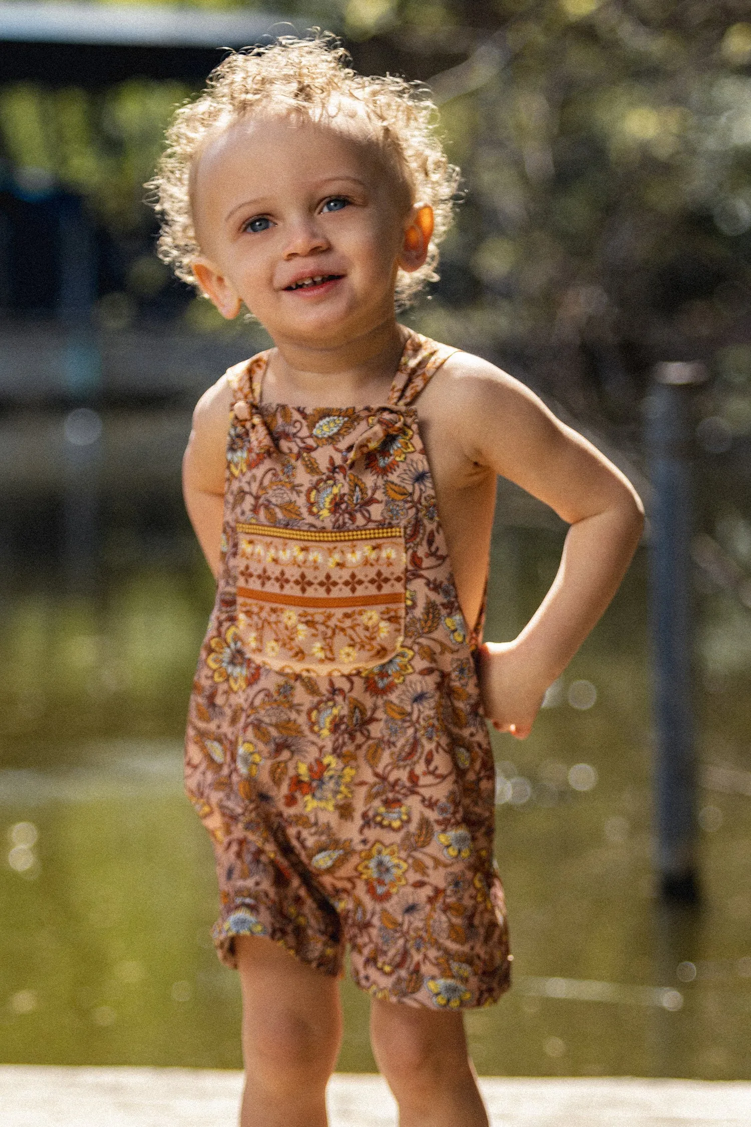 Boys Vacation Paisley Print Overalls