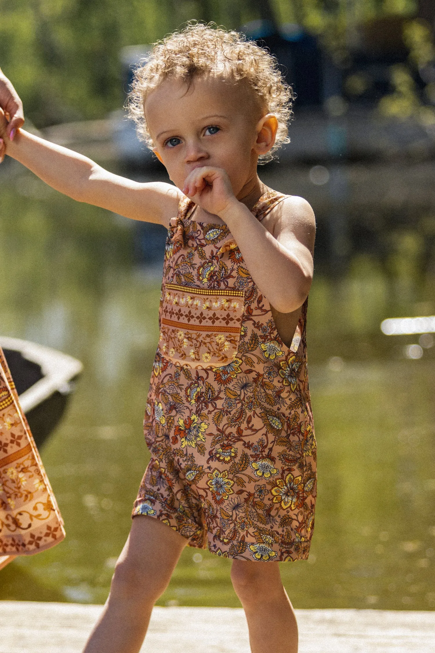 Boys Vacation Paisley Print Overalls