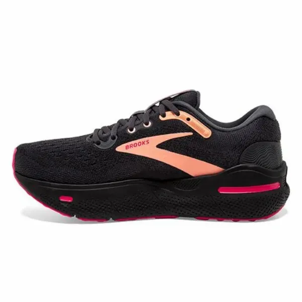 Brooks Women's Ghost Max Running Shoe - Black/Papaya/Raspberry 1203951B049