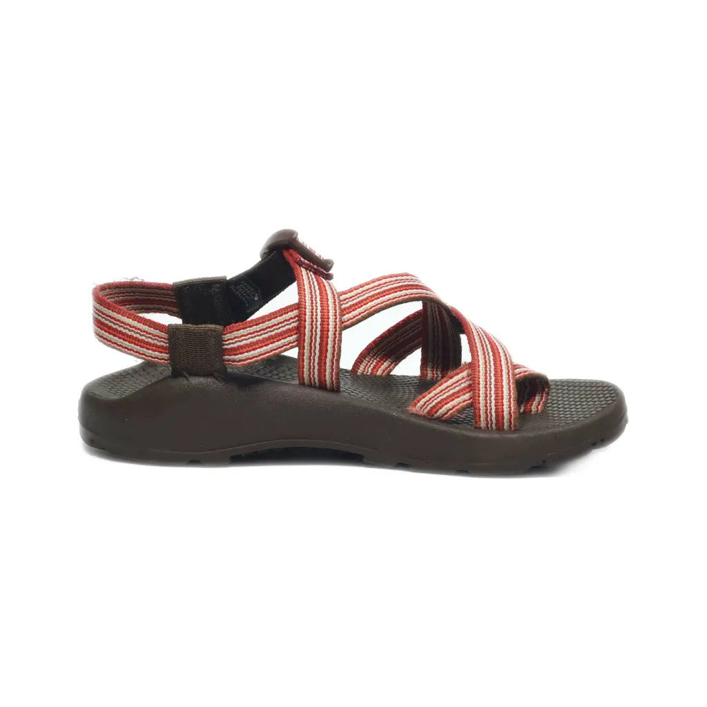 Chaco Flat Sandals Fabric Red Colour For Women