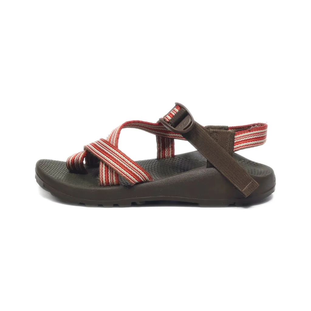 Chaco Flat Sandals Fabric Red Colour For Women