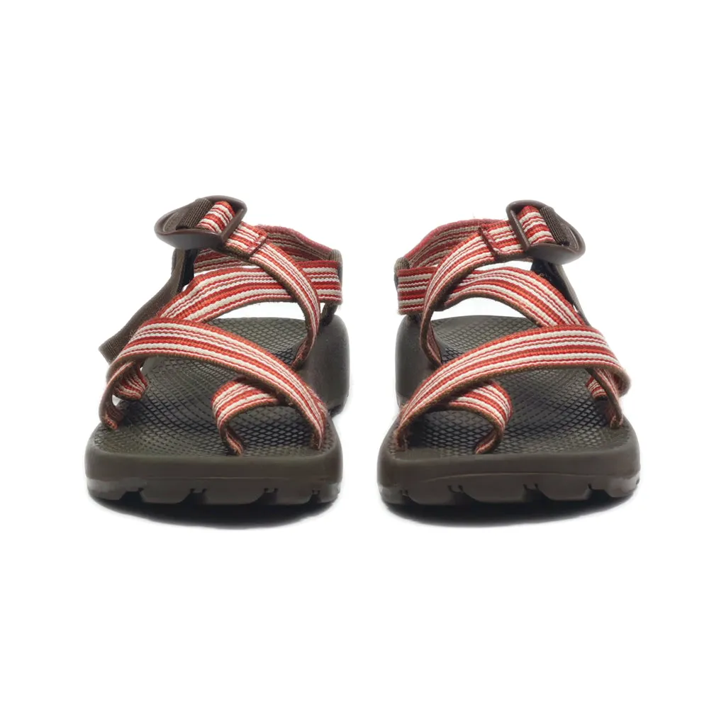 Chaco Flat Sandals Fabric Red Colour For Women