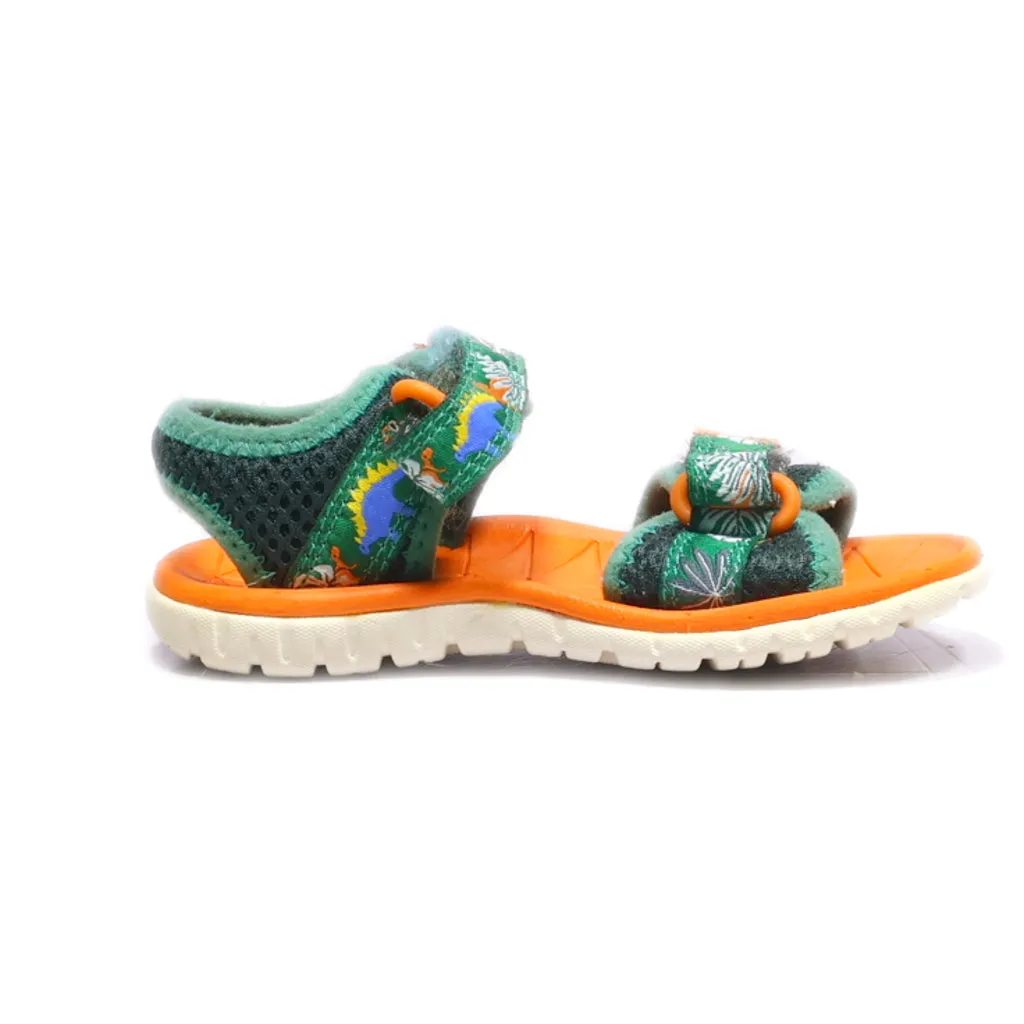 Clarks Flat Sandals Fabric Green Colour For Kids