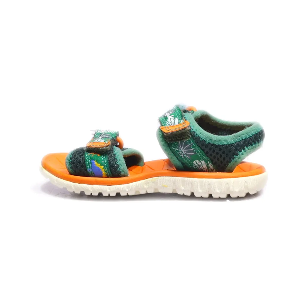 Clarks Flat Sandals Fabric Green Colour For Kids