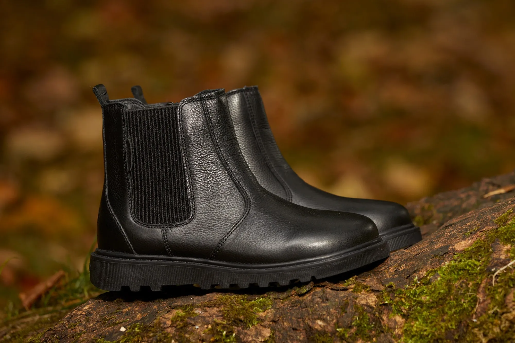 DAKOTA - Boys' Black Leather Ankle Boots