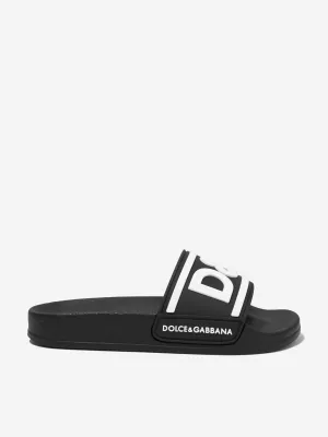 Dolce & Gabbana Kids Logo Sliders in Black