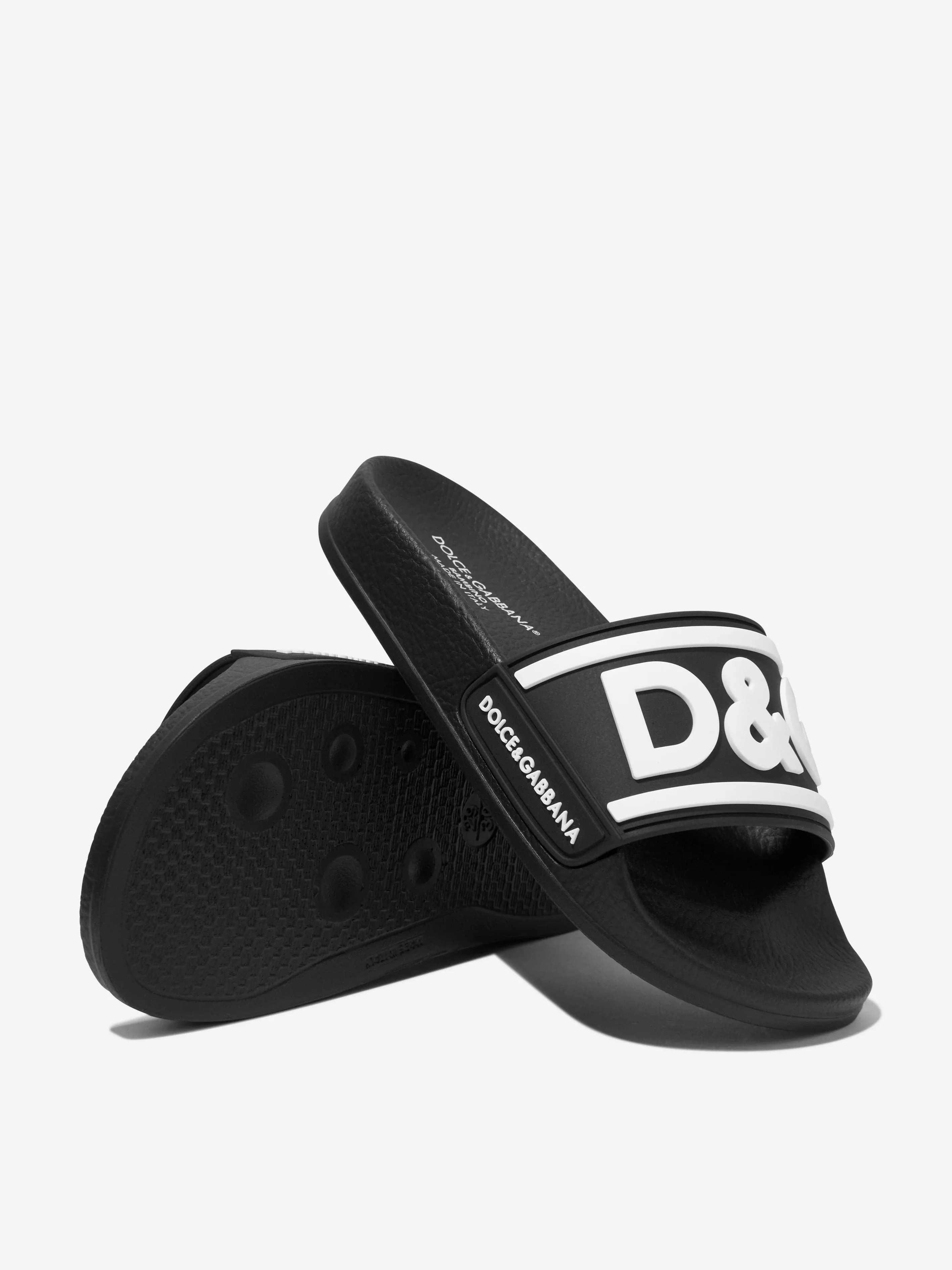 Dolce & Gabbana Kids Logo Sliders in Black