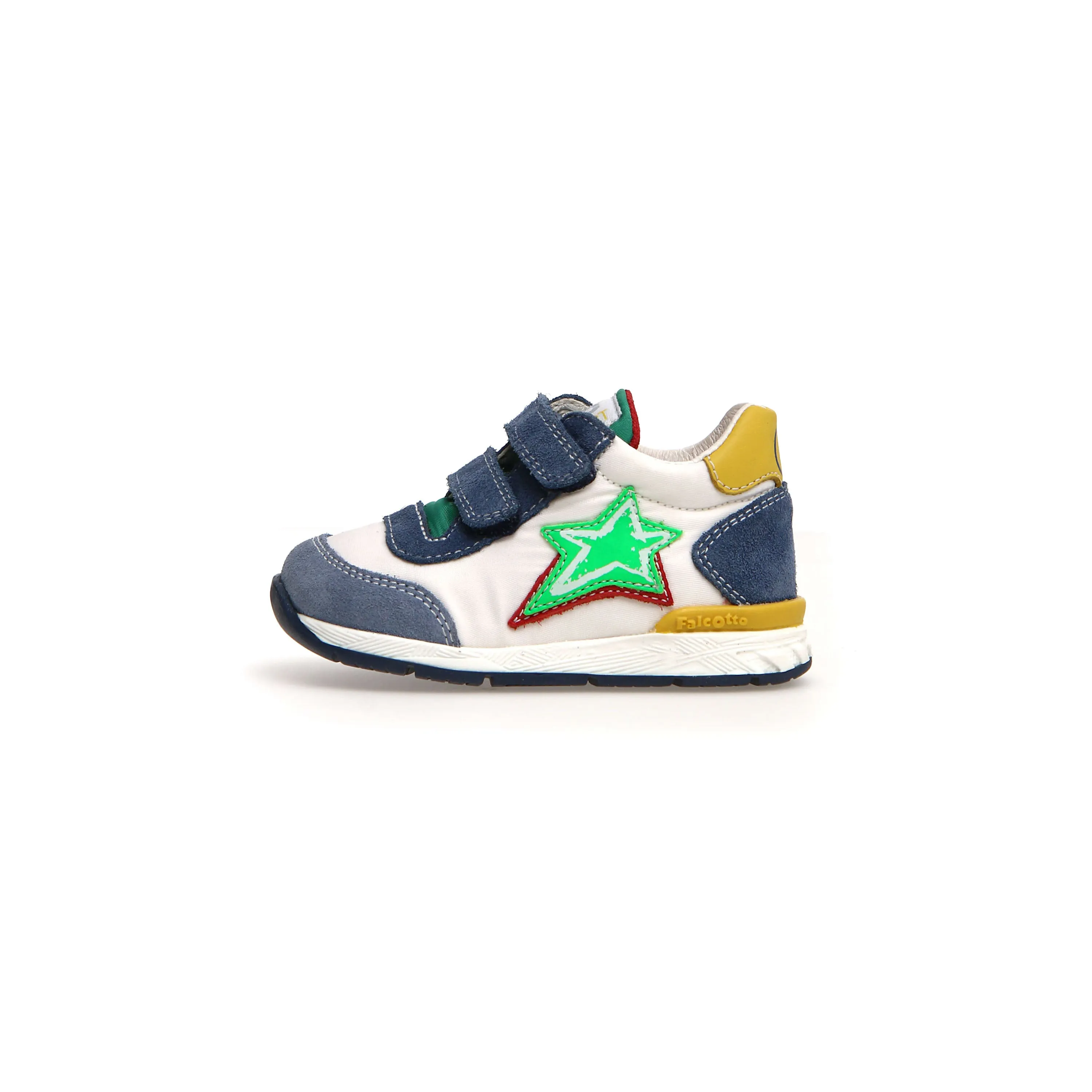 FALCOTTO - New Ferdi Boys White and Blue Suede Star Sneakers