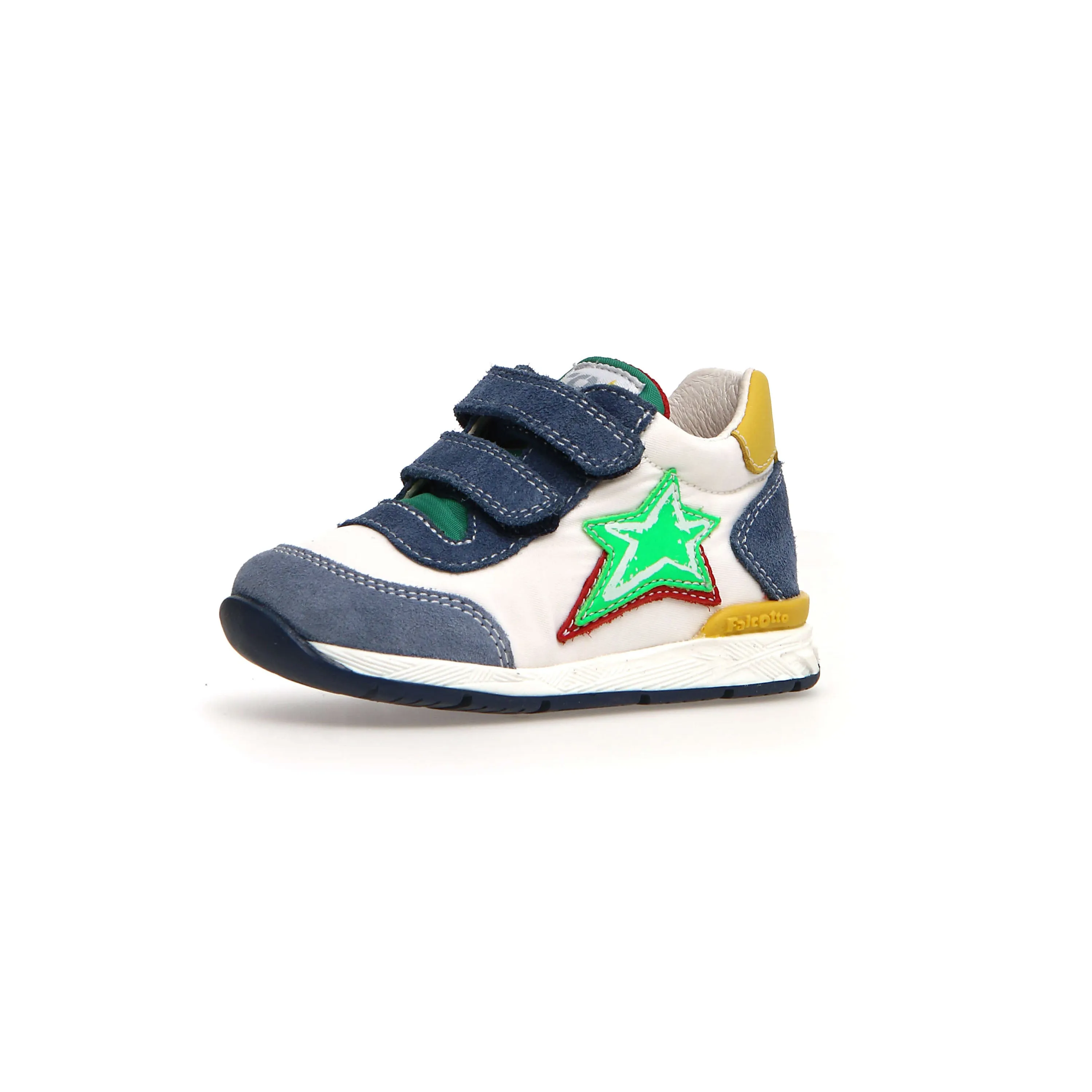 FALCOTTO - New Ferdi Boys White and Blue Suede Star Sneakers