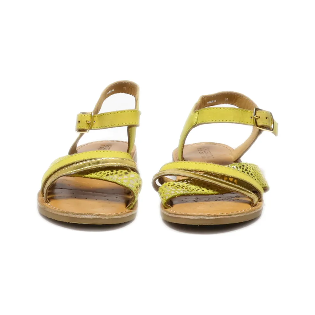 Geox J Sandal Eolie Flat Sandals Leather Yellow Colour For Kids