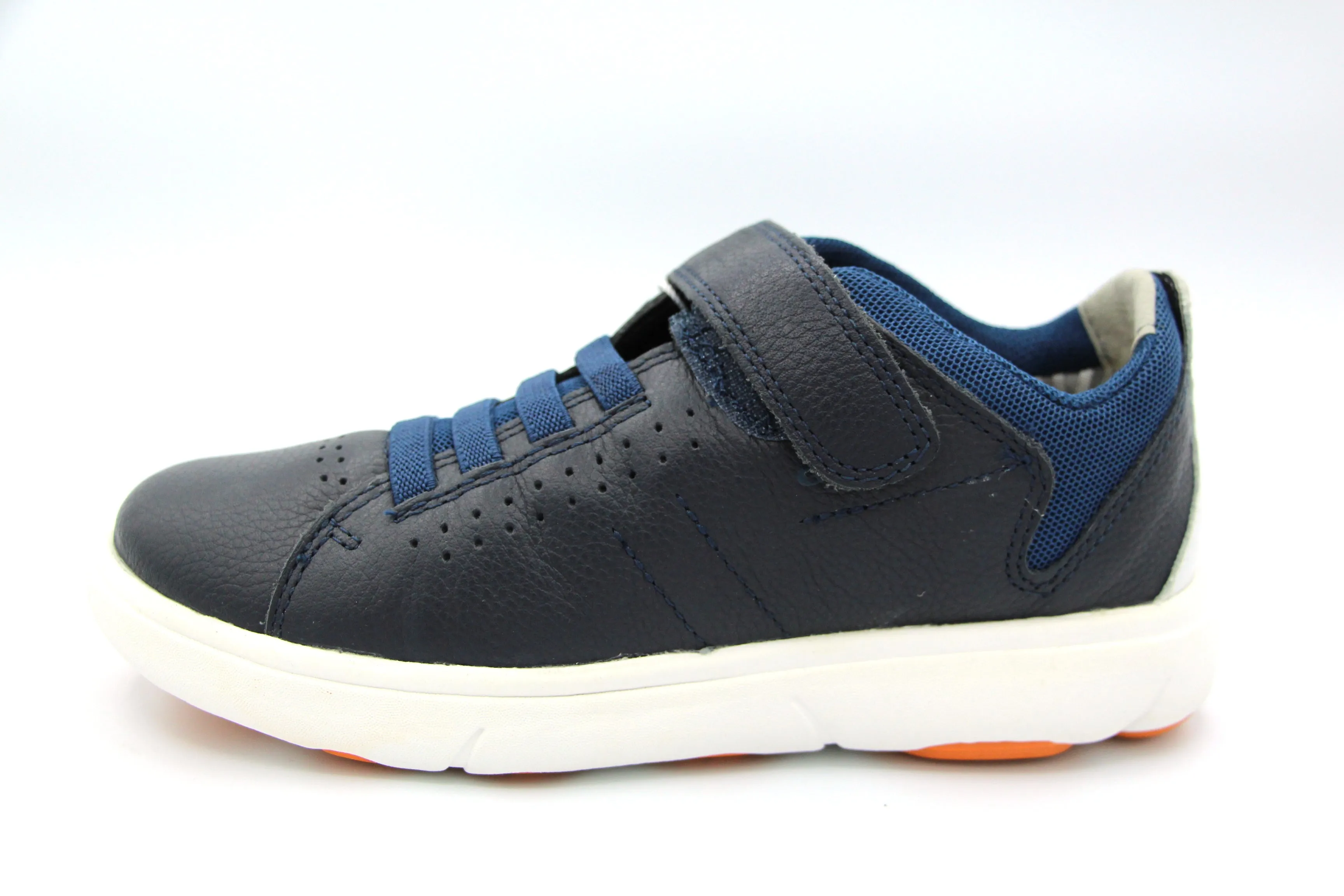 Geox  Navy Velcro Sneaker With White Sole J02AZB