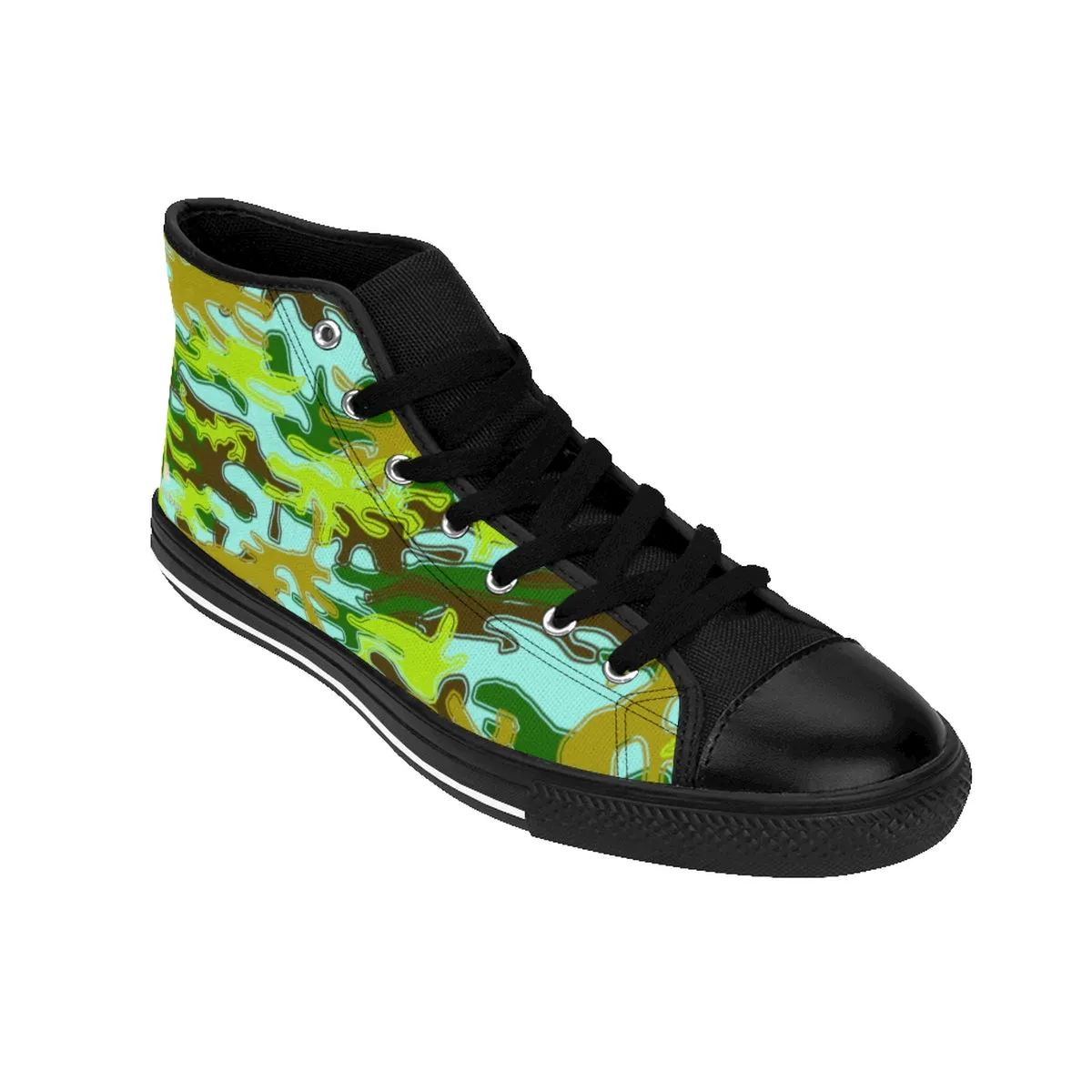 Green Camo Men's Low Tops, Camouflage Army Military Print Men's High-top Sneakers Tennis Shoes