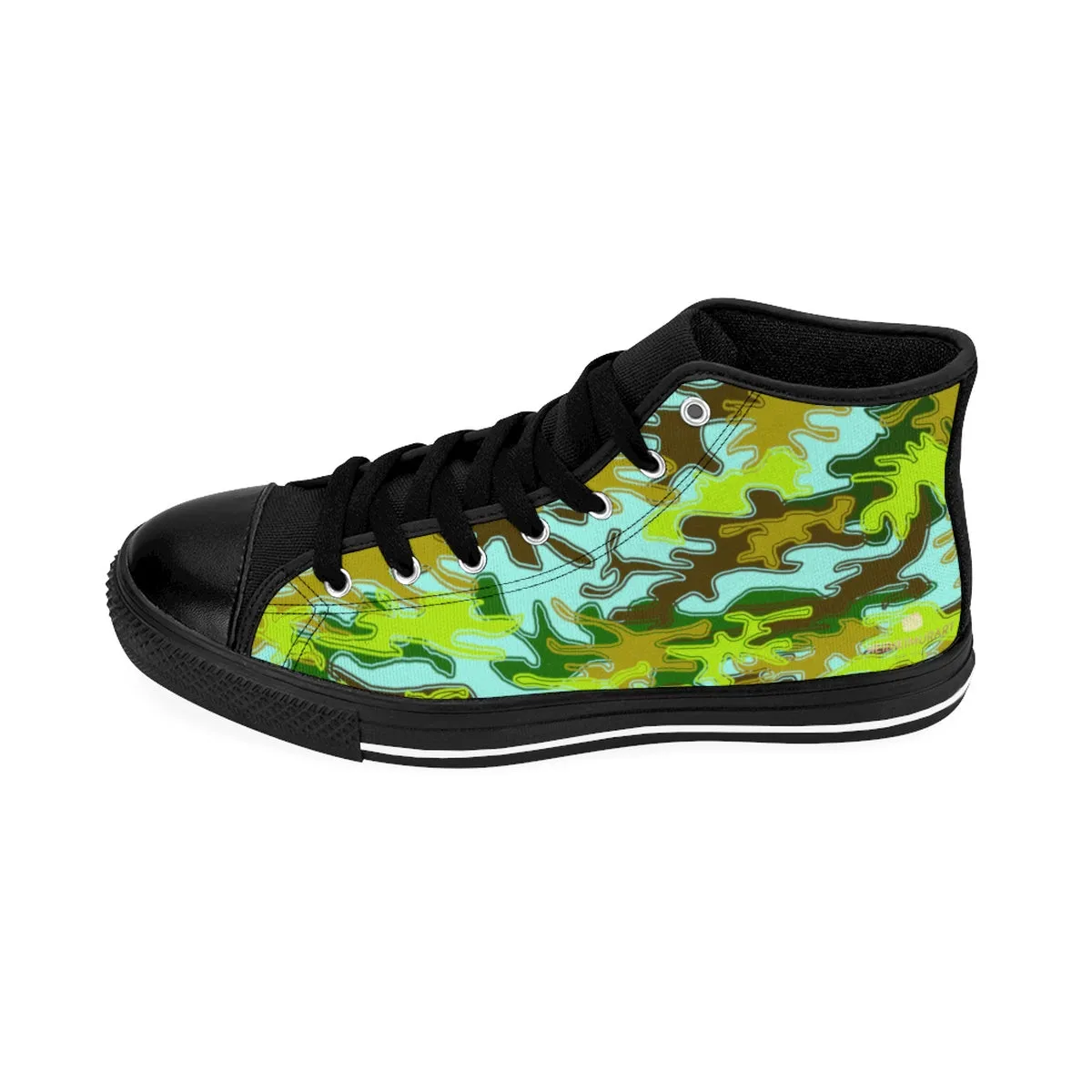 Green Camo Men's Low Tops, Camouflage Army Military Print Men's High-top Sneakers Tennis Shoes