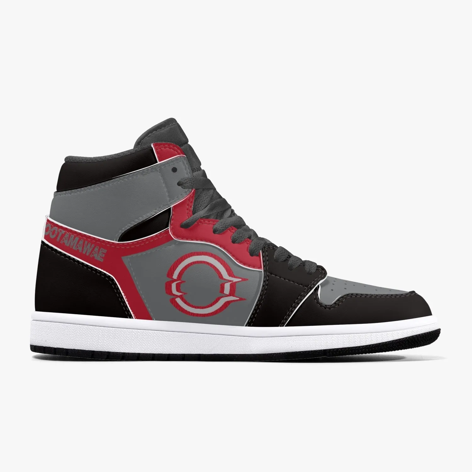 High-Top Leather Sneakers Black Red