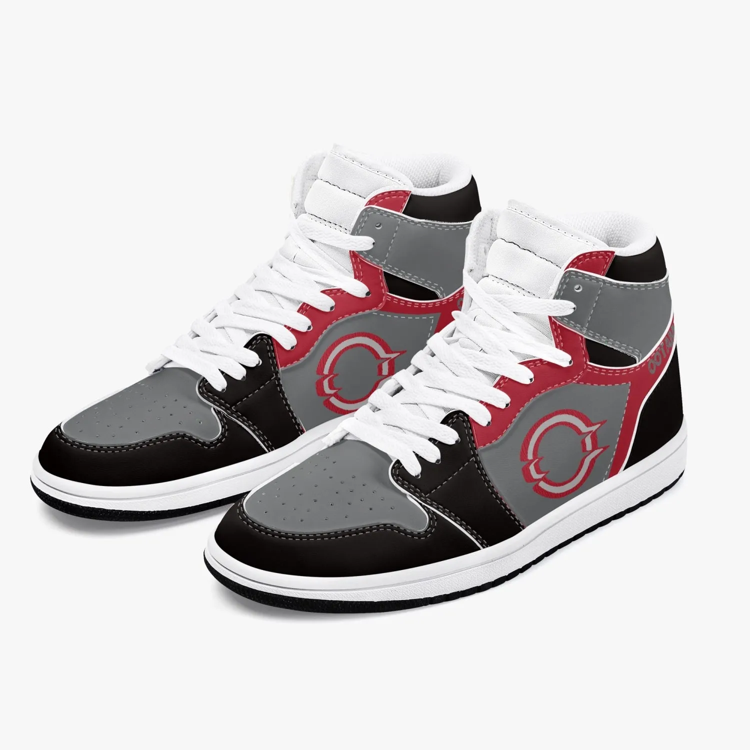 High-Top Leather Sneakers Black Red