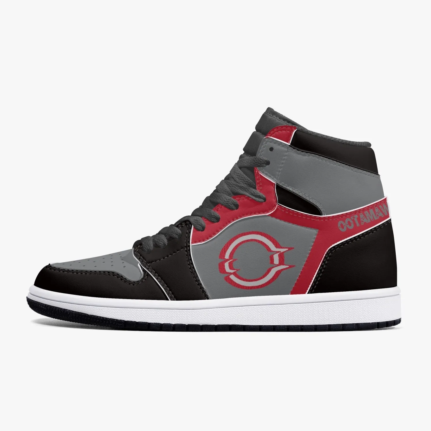 High-Top Leather Sneakers Black Red