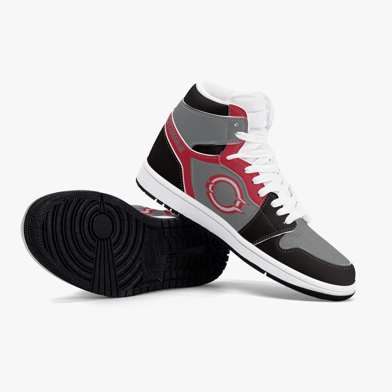 High-Top Leather Sneakers Black Red