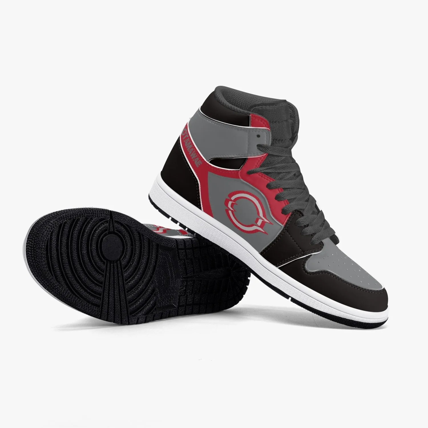 High-Top Leather Sneakers Black Red