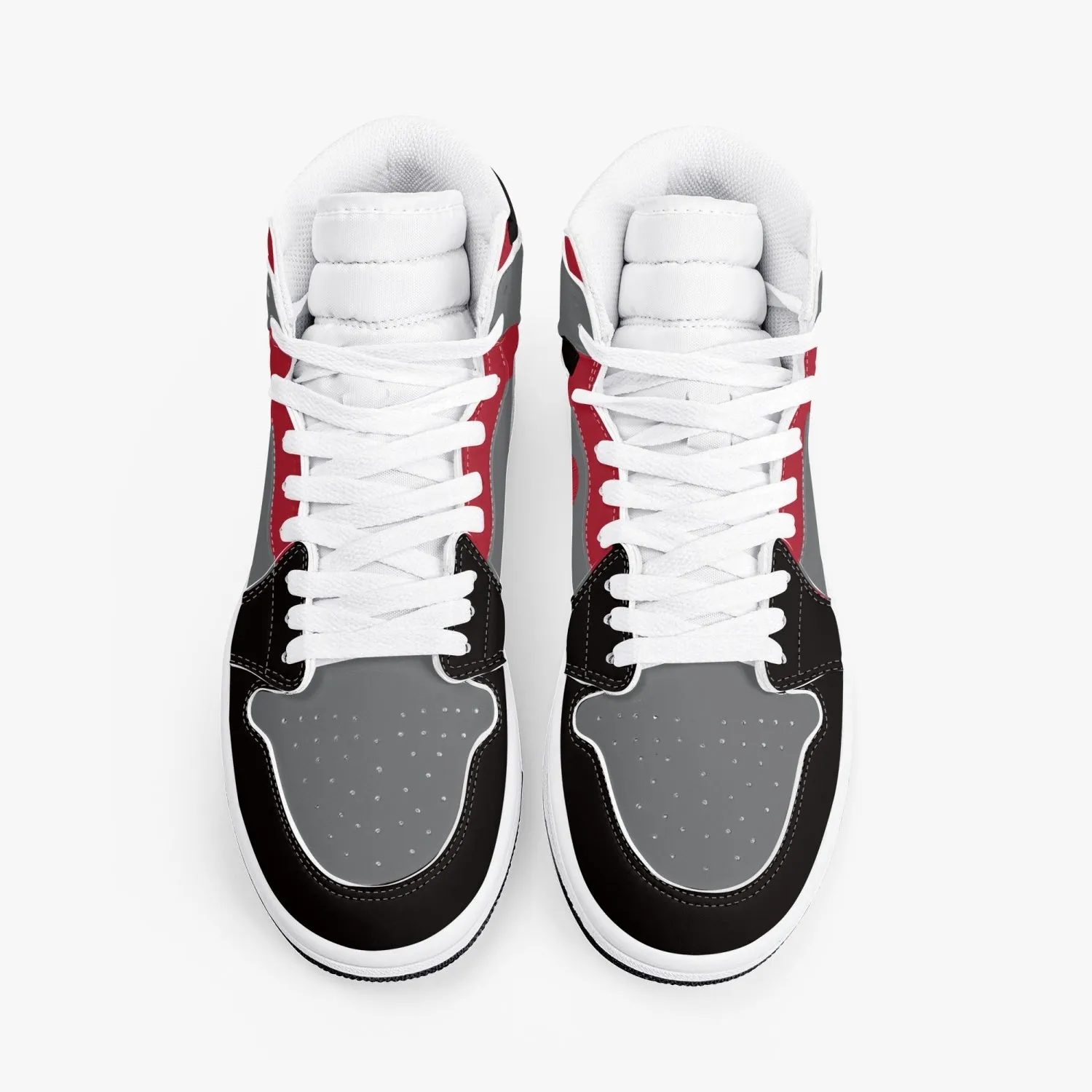 High-Top Leather Sneakers Black Red