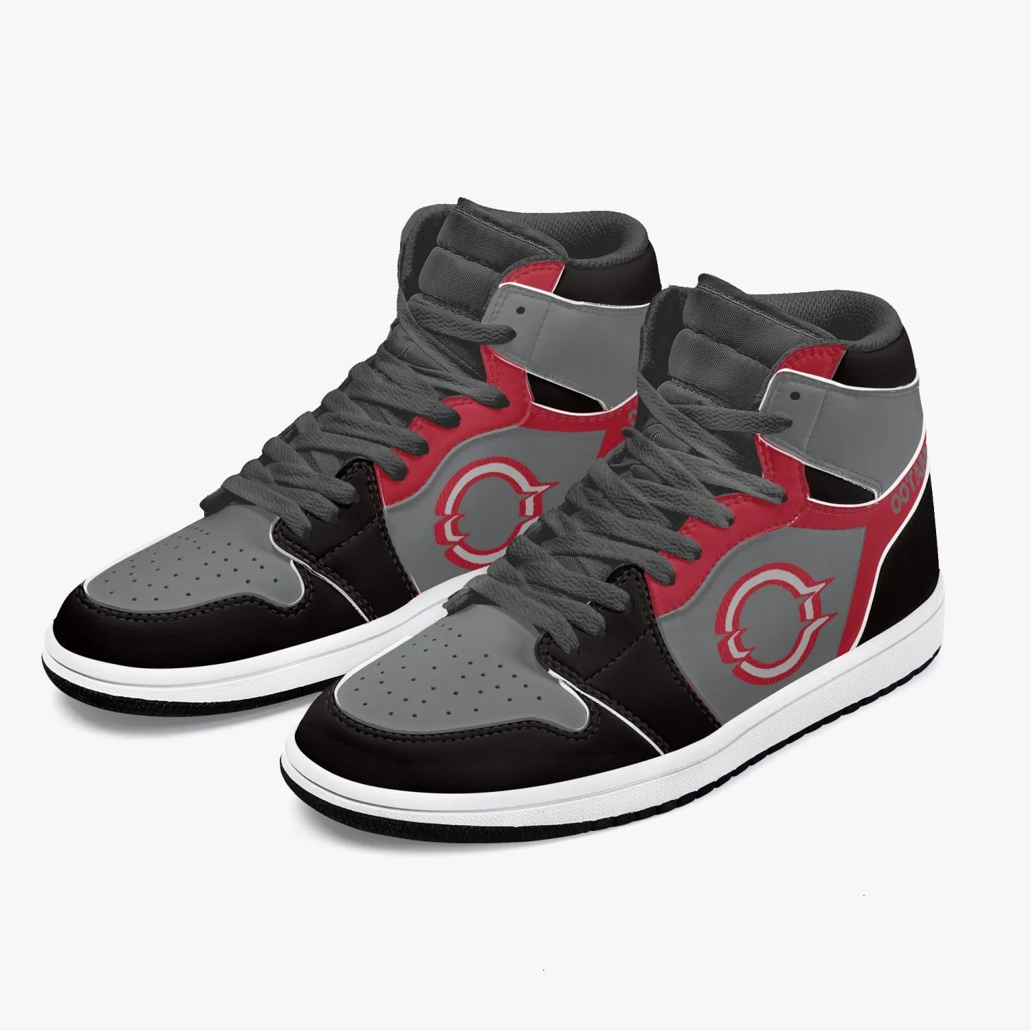 High-Top Leather Sneakers Black Red