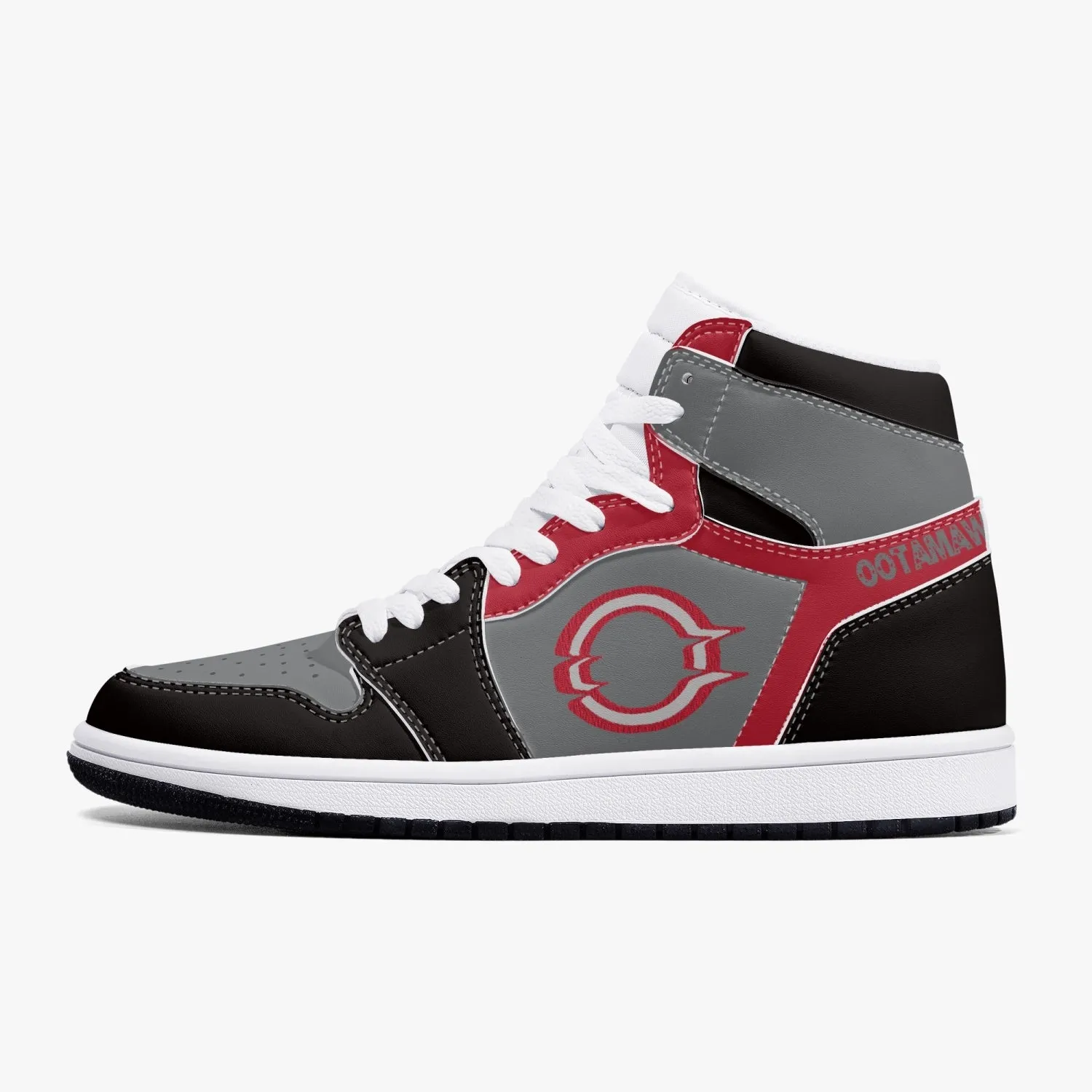 High-Top Leather Sneakers Black Red