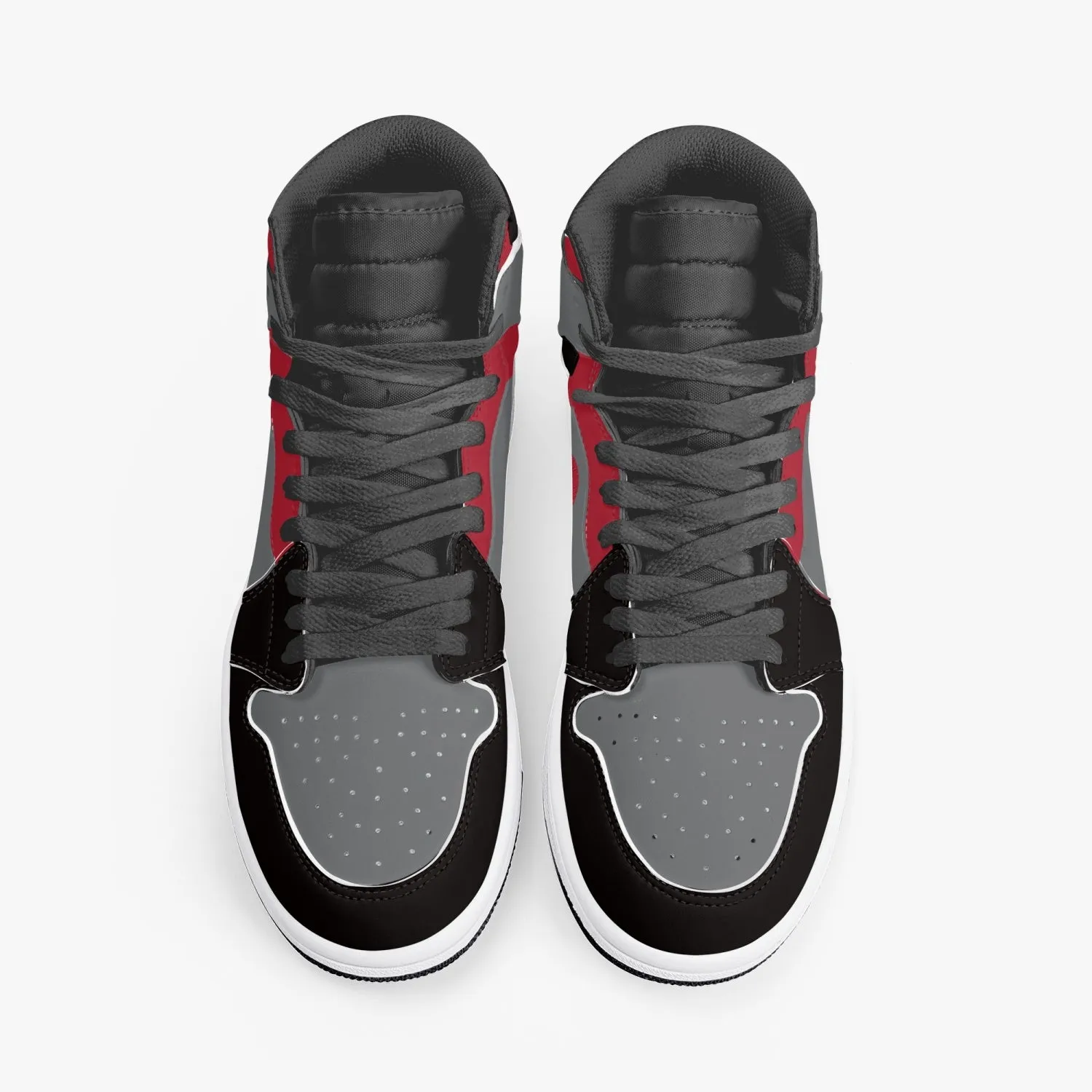 High-Top Leather Sneakers Black Red