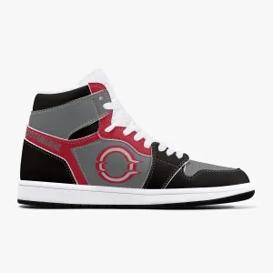 High-Top Leather Sneakers Black Red