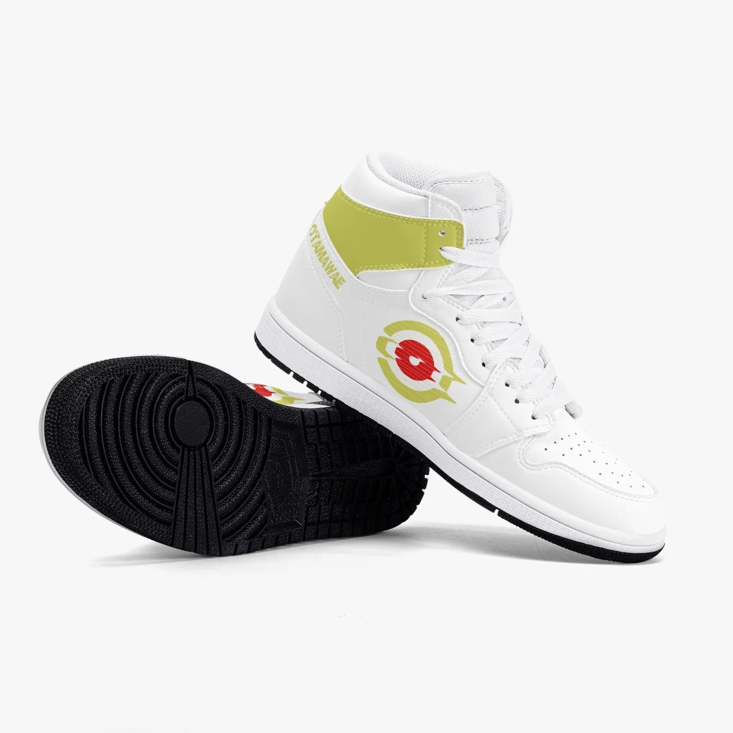 High-Top Leather Sneakers White Yellow