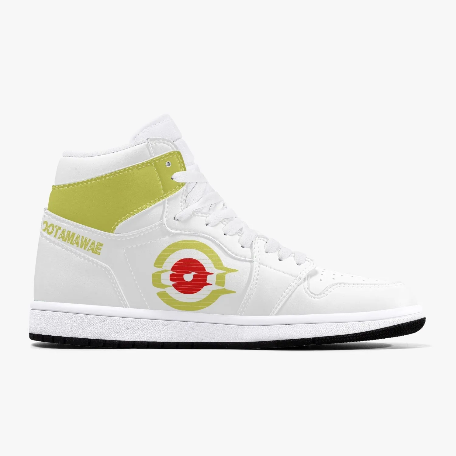 High-Top Leather Sneakers White Yellow