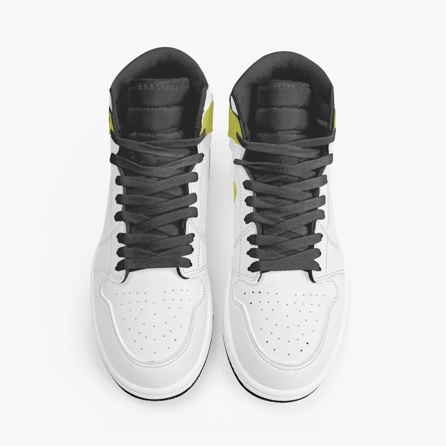 High-Top Leather Sneakers White Yellow