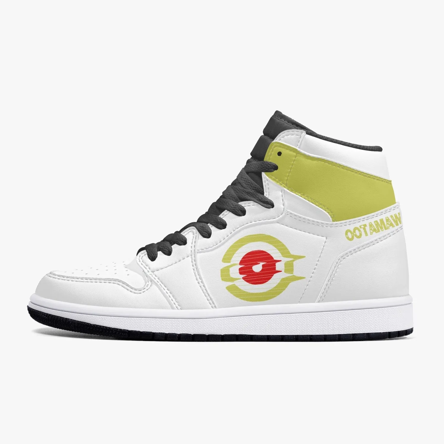 High-Top Leather Sneakers White Yellow